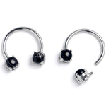 14G 9/16 Black Faux Turquoise Internally Threaded Horseshoe Nipple Ring Set