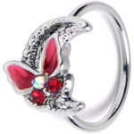 20G 5/16 Aurora Gem Butterfly Pink Beauty Nose Hoop