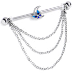 14G Aurora Gem Butterfly Blue Beauty Dangle Industrial Barbell 38mm