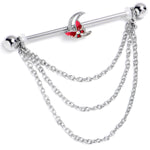 14G Aurora Gem Butterfly Pink Beauty Dangle Industrial Barbell 38mm