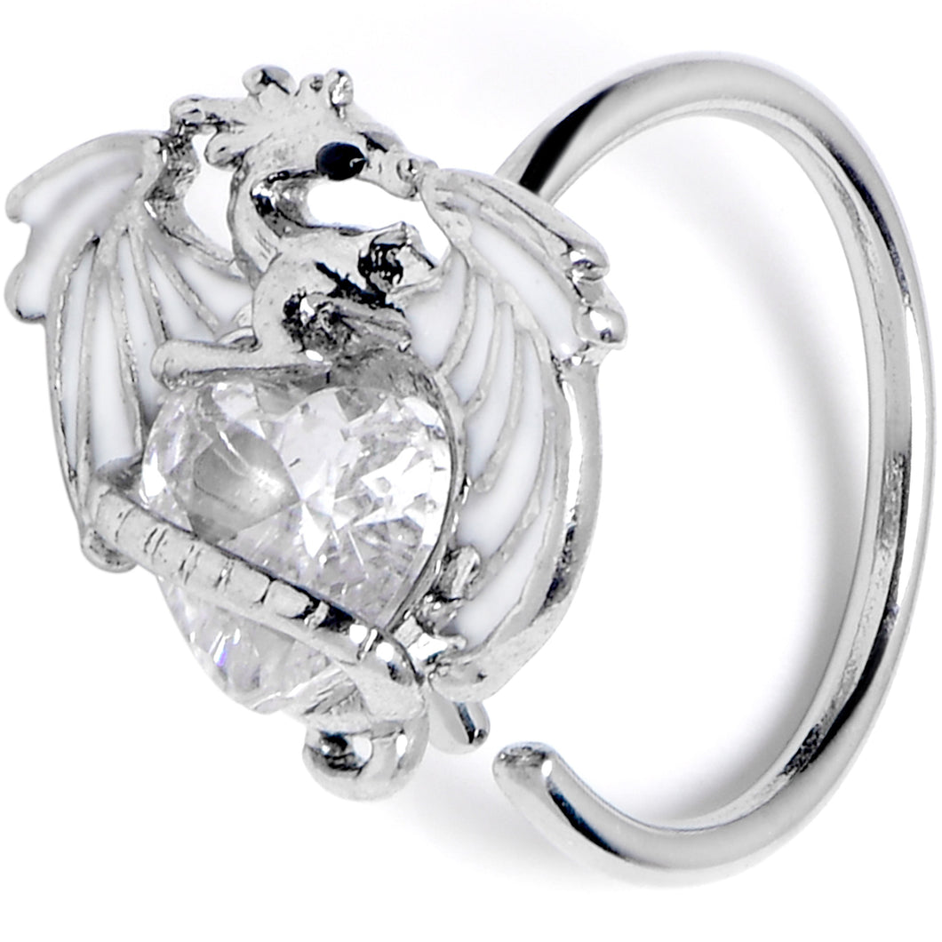 20G 5/16 Clear Gem Heart of Dragon Nose Hoop