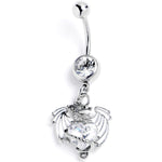 Clear Gem Heart of Dragon Dangle Belly Ring