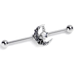 14G Clear Gem Ornate Moon Star Industrial Barbell 38mm