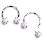 14G 9/16 Pink Turquoise Internally Threaded Horseshoe Nipple Ring Set