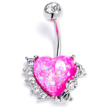 Pink Faux Opal Sunny Heart Belly Ring