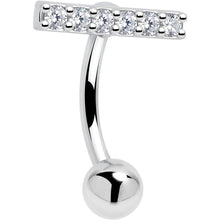 Clear CZ Gem Luxe Bar Belly Ring