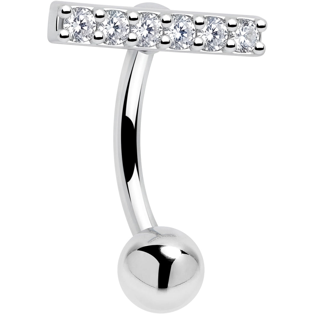 Clear CZ Gem Luxe Bar Belly Ring