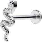 16G  3/8 Grade 23 Titanium Snake Threadless Push In Labret Tragus