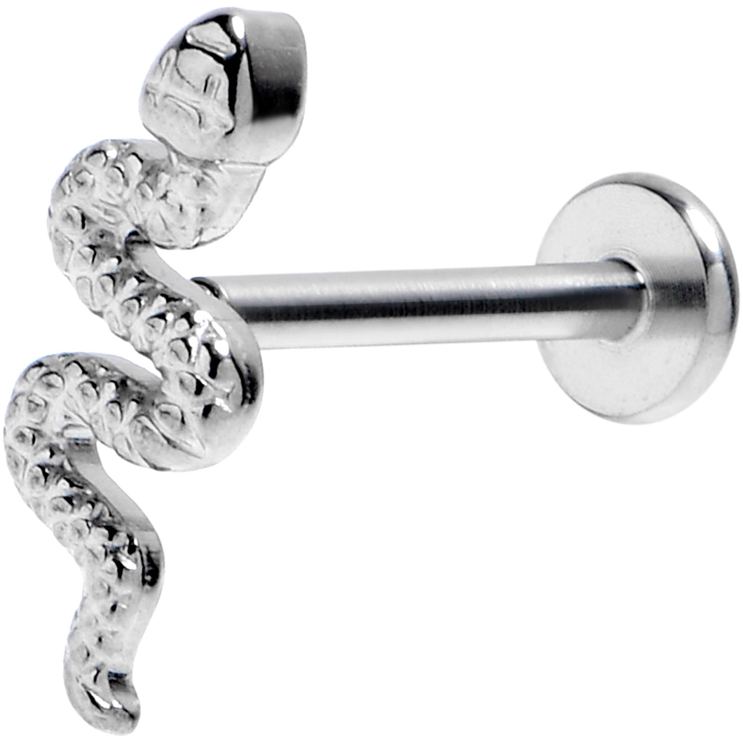 16G  3/8 Grade 23 Titanium Snake Threadless Push In Labret Tragus