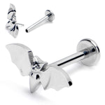 16G 3/8 G23 Titanium Bat Threadless Push In Labret Monroe Tragus