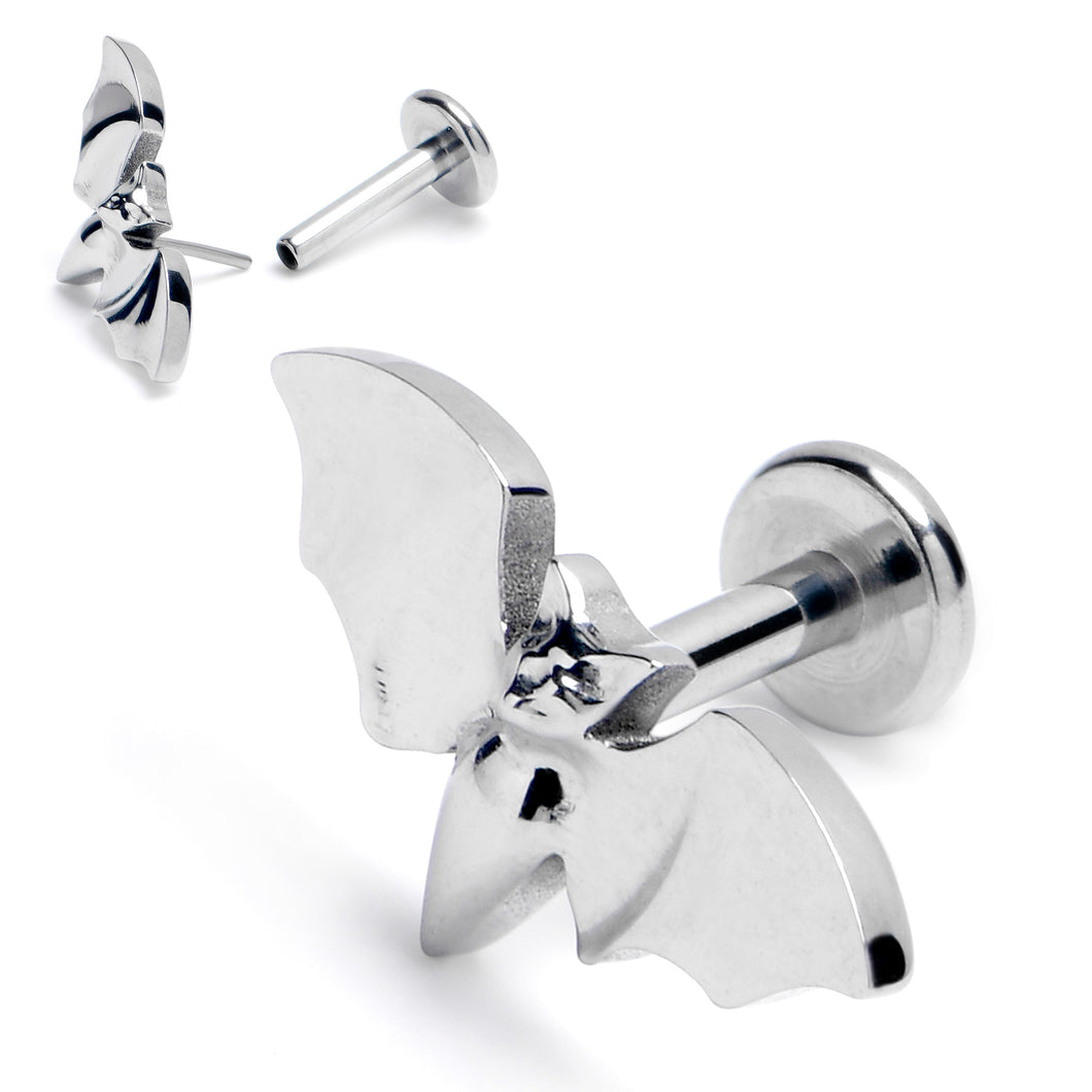 16G 1/4 G23 Titanium Bat Threadless Push In Labret Tragus