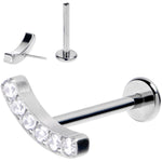 16G 3/8 Clear Gem Arc Grade 23 Titanium Threadless Push In Labret Tragus