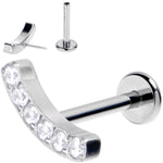 16G 5/16 Clear Gem Arc Grade 23 Titanium Threadless Push In Labret Tragus