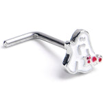 20G 7mm Boo Ghost Red White Halloween L Shape Nose Ring