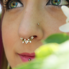 16G 3/8 Clear CZ Gem Bee Heart Flower Love Hinged Segment Ring