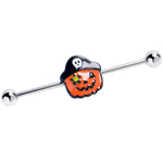 14G Yellow Gem Orange Pirate Pumpkin Industrial Barbell 38mm