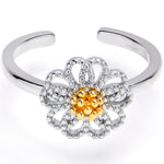 Textured Flower Golden Center Adjustable Toe Ring