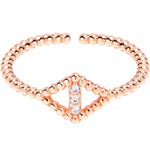 Clear Gem Textured Rhombus Rosy Adjustable Toe Ring