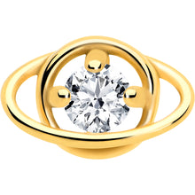 Clear CZ Gem Gold Tone Stylish Saturn Barbell Tongue Ring