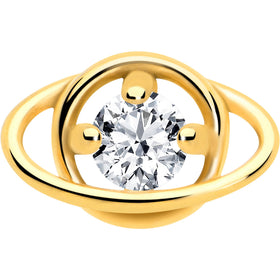 Clear CZ Gem Gold Tone Stylish Saturn Barbell Tongue Ring