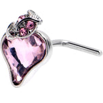20G 5/16 Pink Gem Strawberry Love Heart L Shape Nose Ring