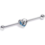 14G Clear Gem Dolphin Heart Delight Industrial Barbell 38mm