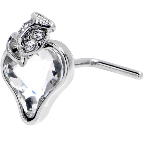 20G 7mm Clear Gem Strawberry Love L Shape Nose Ring