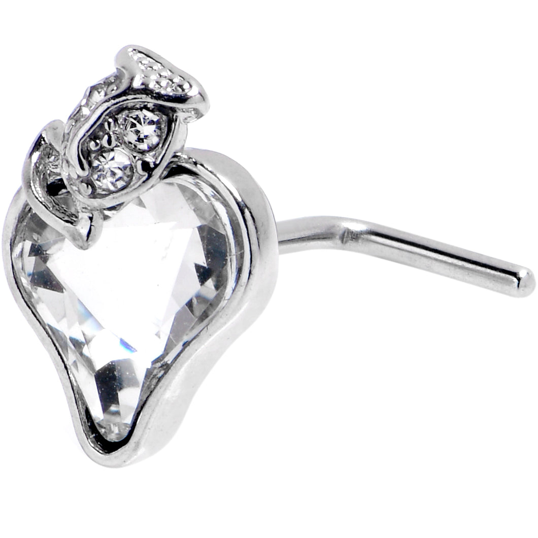 20G 7mm Clear Gem Strawberry Love L Shape Nose Ring