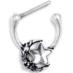 16G 5/16 Clear Gem Ornate Moon Star Cartilage Clicker