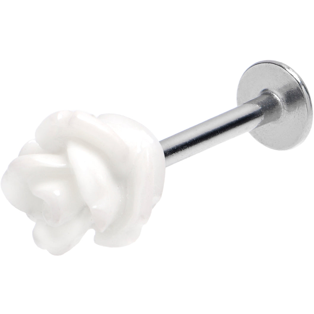 16G 3/8 Open Bloom Rose White Labret Monroe Tragus