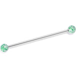 14G Internally Threaded Green Glitter Ends Industrial Barbell 38mm