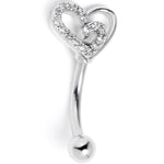 16G 5/16 Clear Gem Asymmetrical Heart Curved Eyebrow Ring