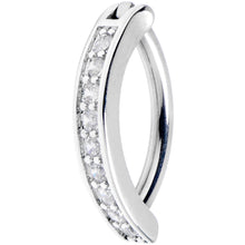 14G 3/8 Implant Grade Titanium CZ Paved Hinged Hoop Belly Ring