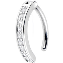 14G 3/8 Implant Grade Titanium CZ Paved Hinged Hoop Belly Ring