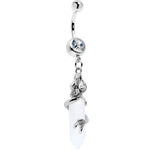 Clear Gem Mermaid Rider Dangle Belly Ring