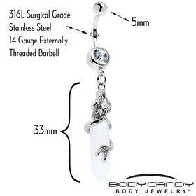Clear Gem Mermaid Rider Dangle Belly Ring