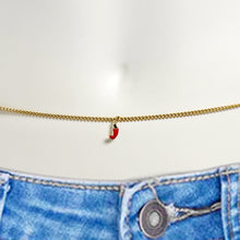 Red Gem Gold Tone Pure Style Dangle Belly Chain