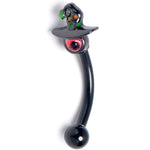 16G 5/16 Black Red Eye Witch Hat Curved Eyebrow Ring