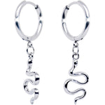 Stainless Steel Hinged Huggie Hoop Snake Dangle Earrings