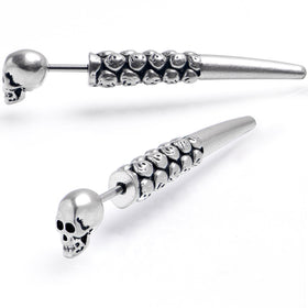 Skull Head Stainless Steel Screw Taper Cheater Plug Set