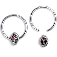 16G 3/8 Skull Red Eyes BCR Captive Bead Ring Set of 4