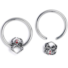 16G 3/8 Spiders Red BCR Captive Bead Ring Set of 4