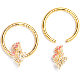 16G 3/8 Gold Tone Regal Rose BCR Captive Ring Set of 4