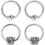 16G 3/8 Aurora Gem Butterfly Ornate BCR Captive Ring Set of 4
