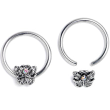 16G 3/8 Aurora Gem Butterfly Ornate BCR Captive Ring Set of 4