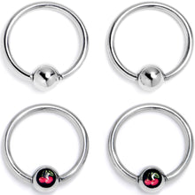 16G 3/8 Cherry Ball BCR Captive Ring Set of 4