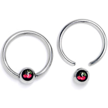 16G 3/8 Cherry Ball BCR Captive Ring Set of 4
