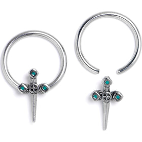 16G 3/8 Dagger Design Green BCR Captive Ring Set of 4