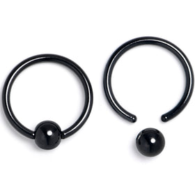16G 3/8 Black Medieval Sword BCR Captive Ring Set of 4