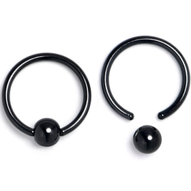 16G 3/8 Black Skull Crossbones Pink BCR Captive Ring Set of 4
